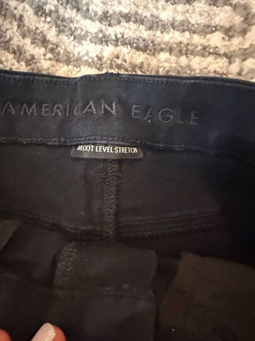 American Eagle Curvy Hi Rise Shortie Sz 4 Black Denim Shorts - Picture 4 of 6